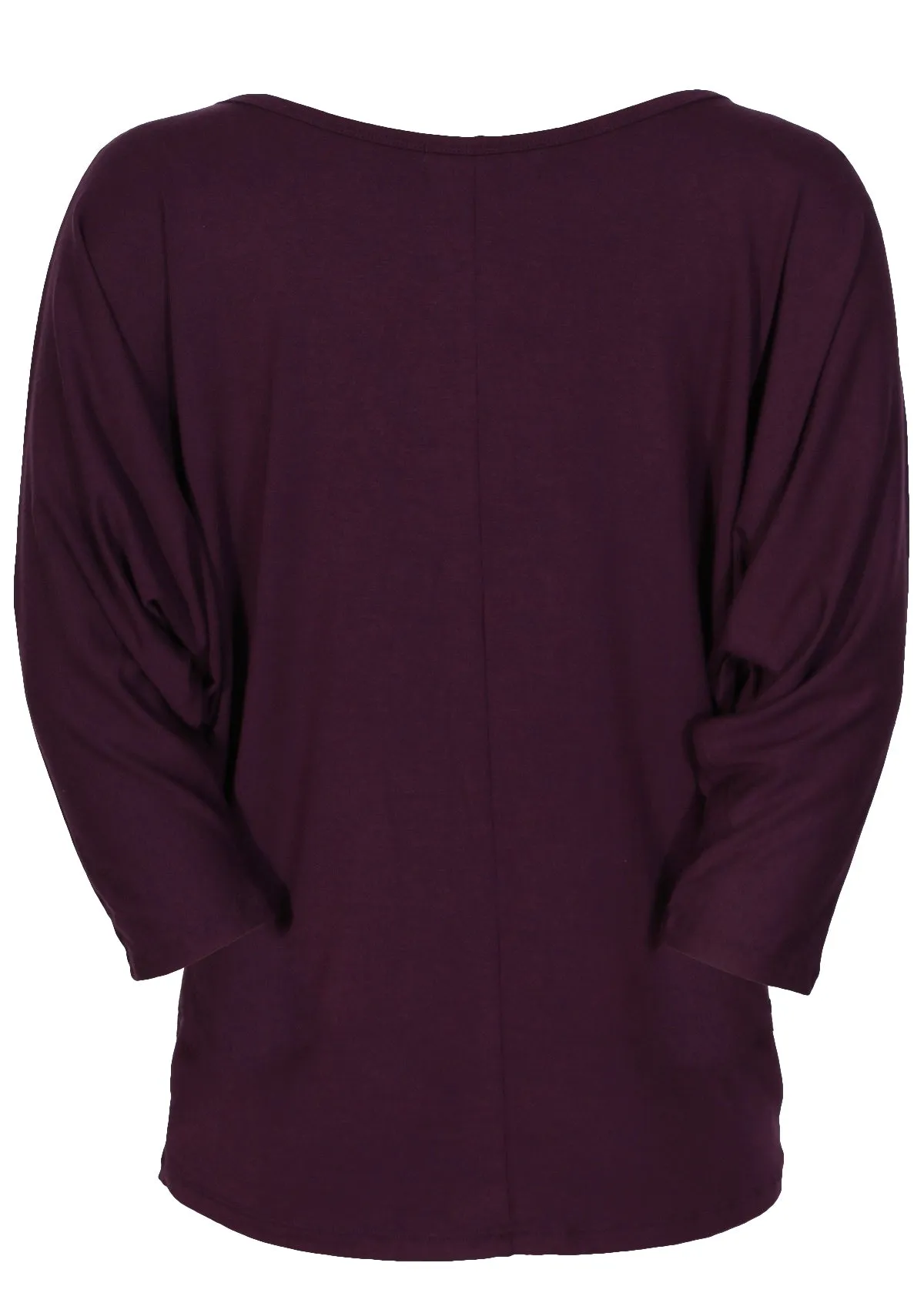 3/4 Sleeve Batwing Top Dark Purple