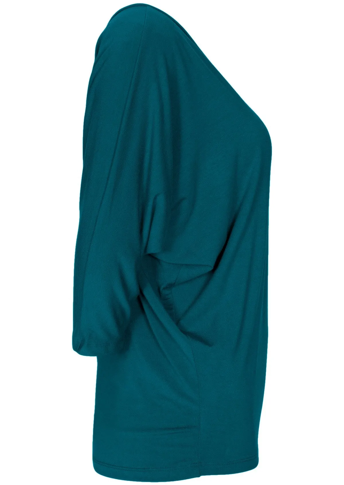 3/4 Sleeve V-neck Batwing Top Teal