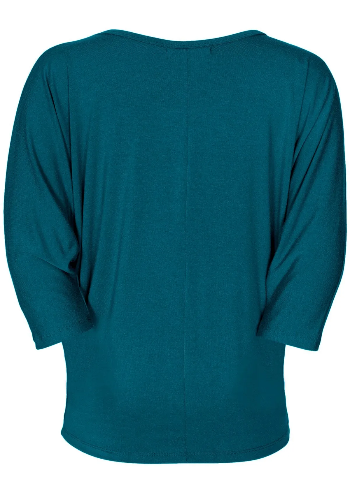 3/4 Sleeve V-neck Batwing Top Teal