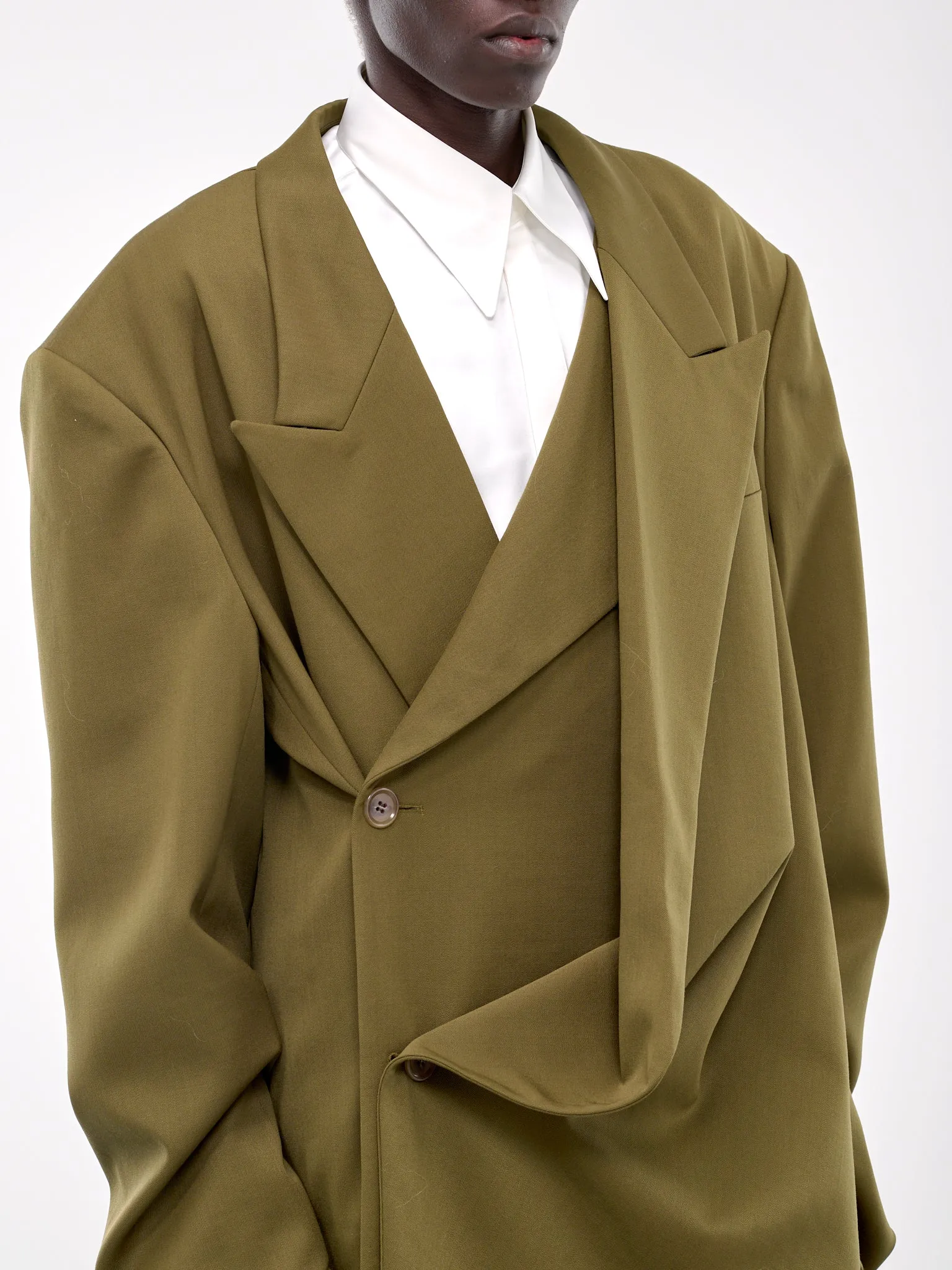 Asymmetric Double Lapel Blazer (001-22-BROWN)