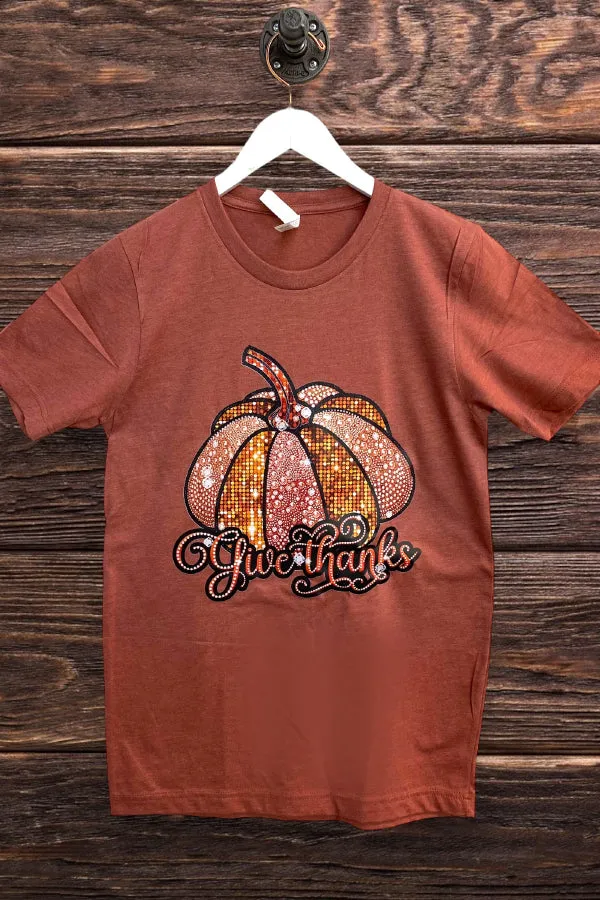 BC DTF RHINESTONE GIVE THANKS - RUST