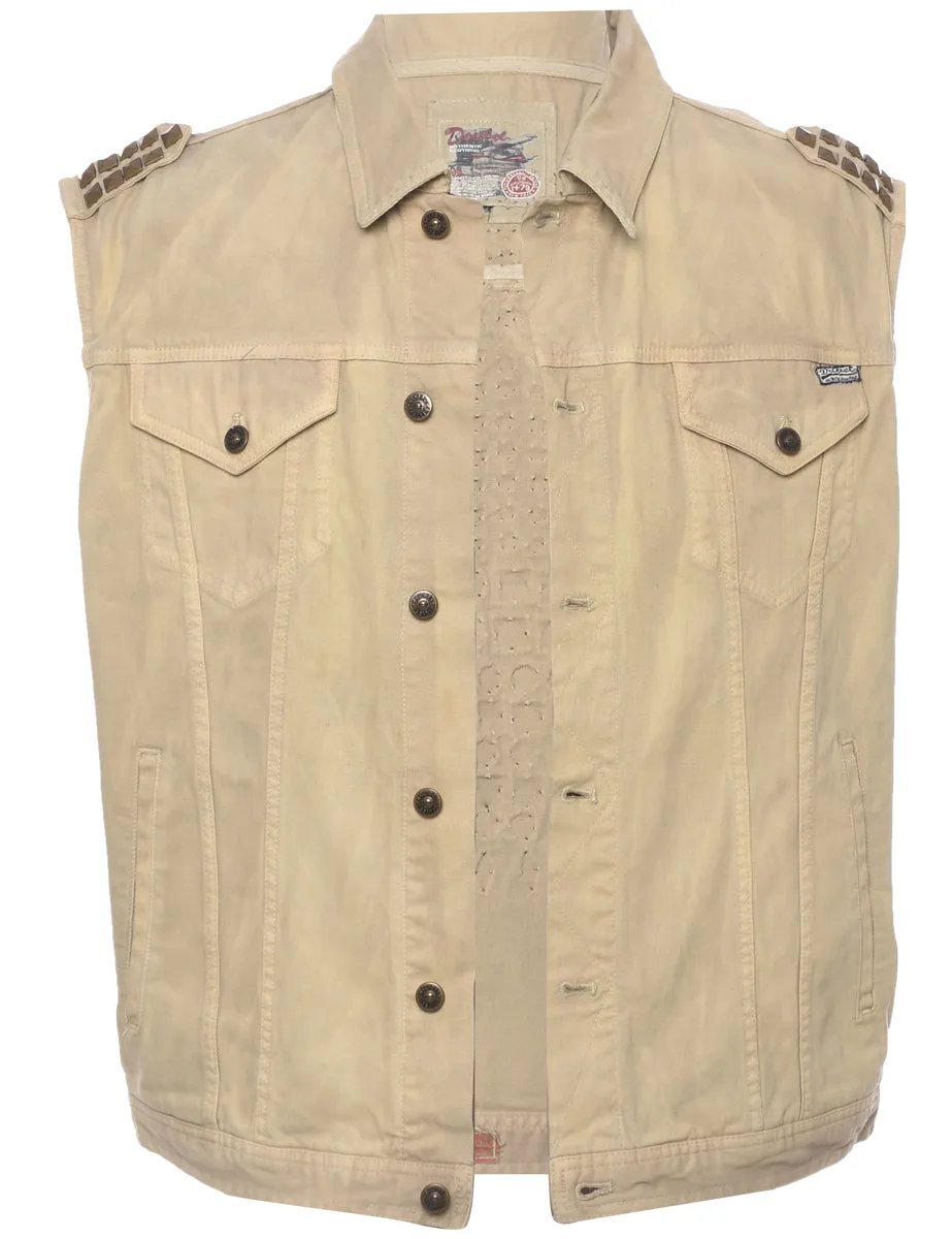 Beige Denim Jacket Vest - M