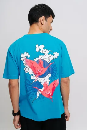 Blue Fly Away Men's Oversized Tees