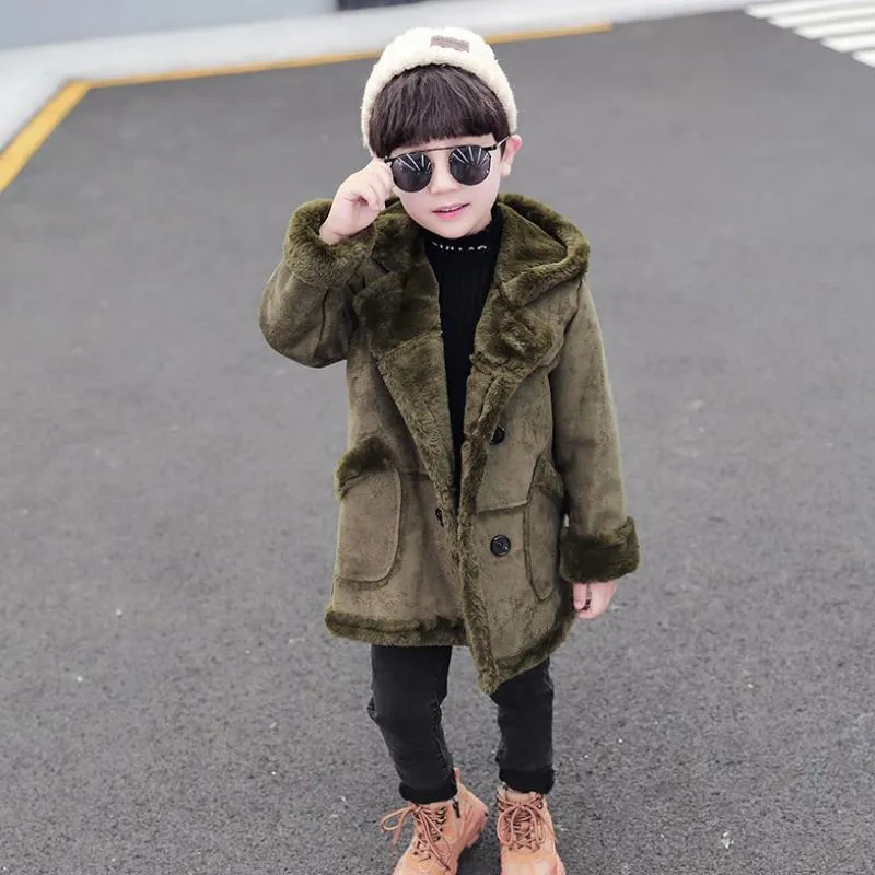 Boys Warm Hooded Padded Winter & Autumn Trench Coat