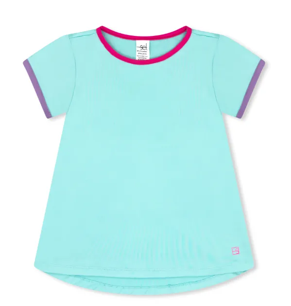 Bridget Basic Tee - Totally Turquoise/Power Pink/Precious Purple