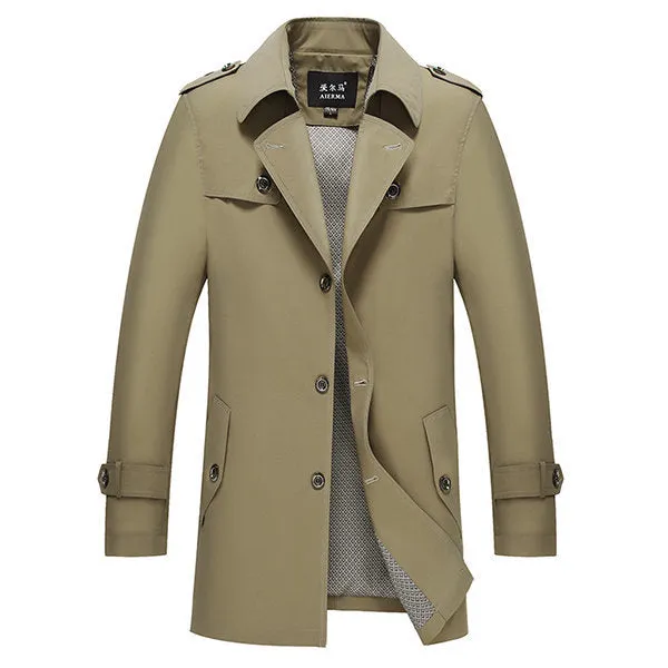 Business Casual Single-breasted Trench Coat for Men