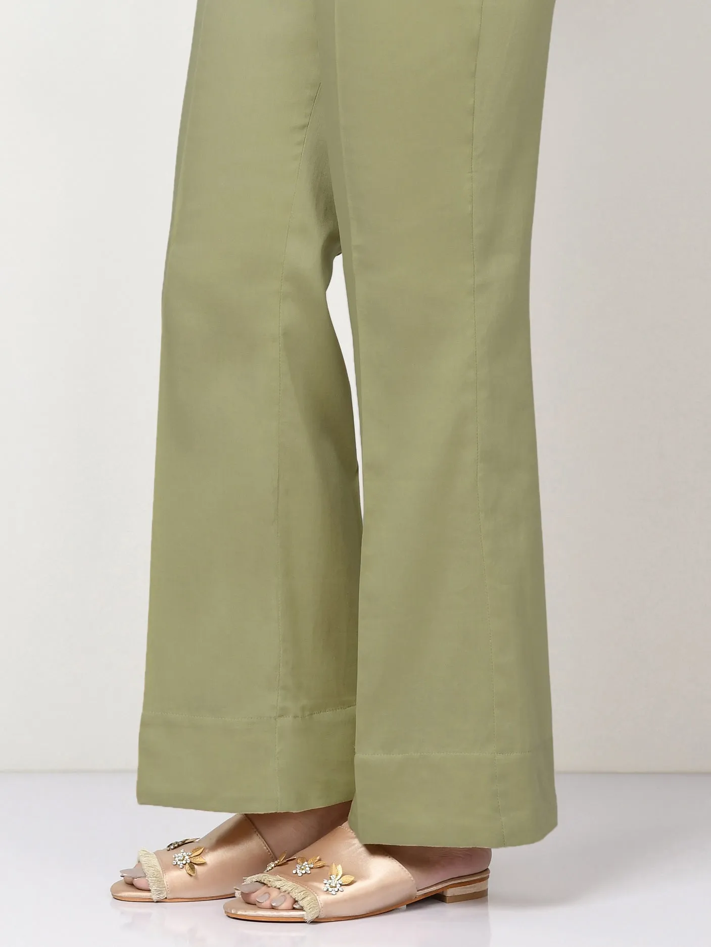 Cambric Bootcut Pants - Green