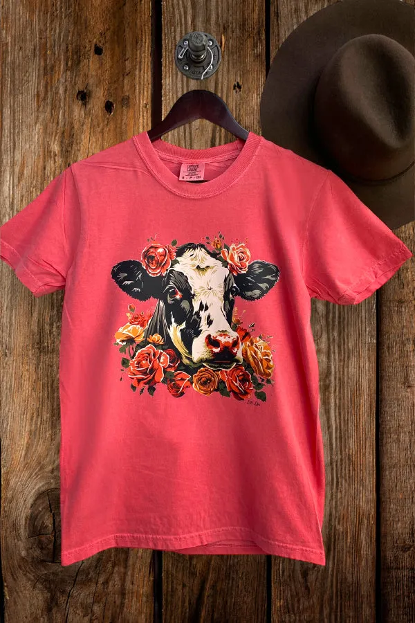 CC DTF FLORAL COW - WATERMELON