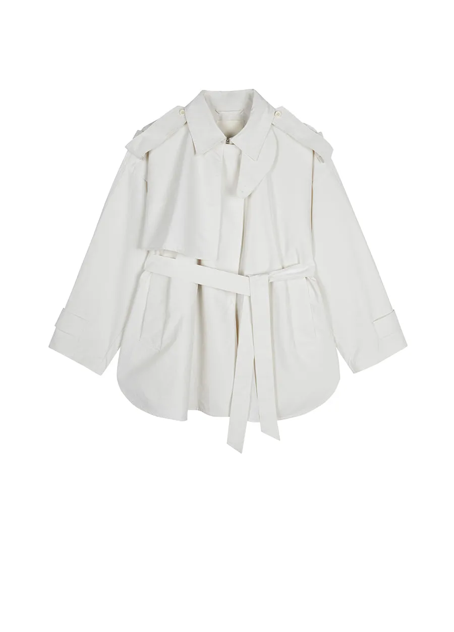 Coat / JNBY Oversized Belted Short Trench Coat