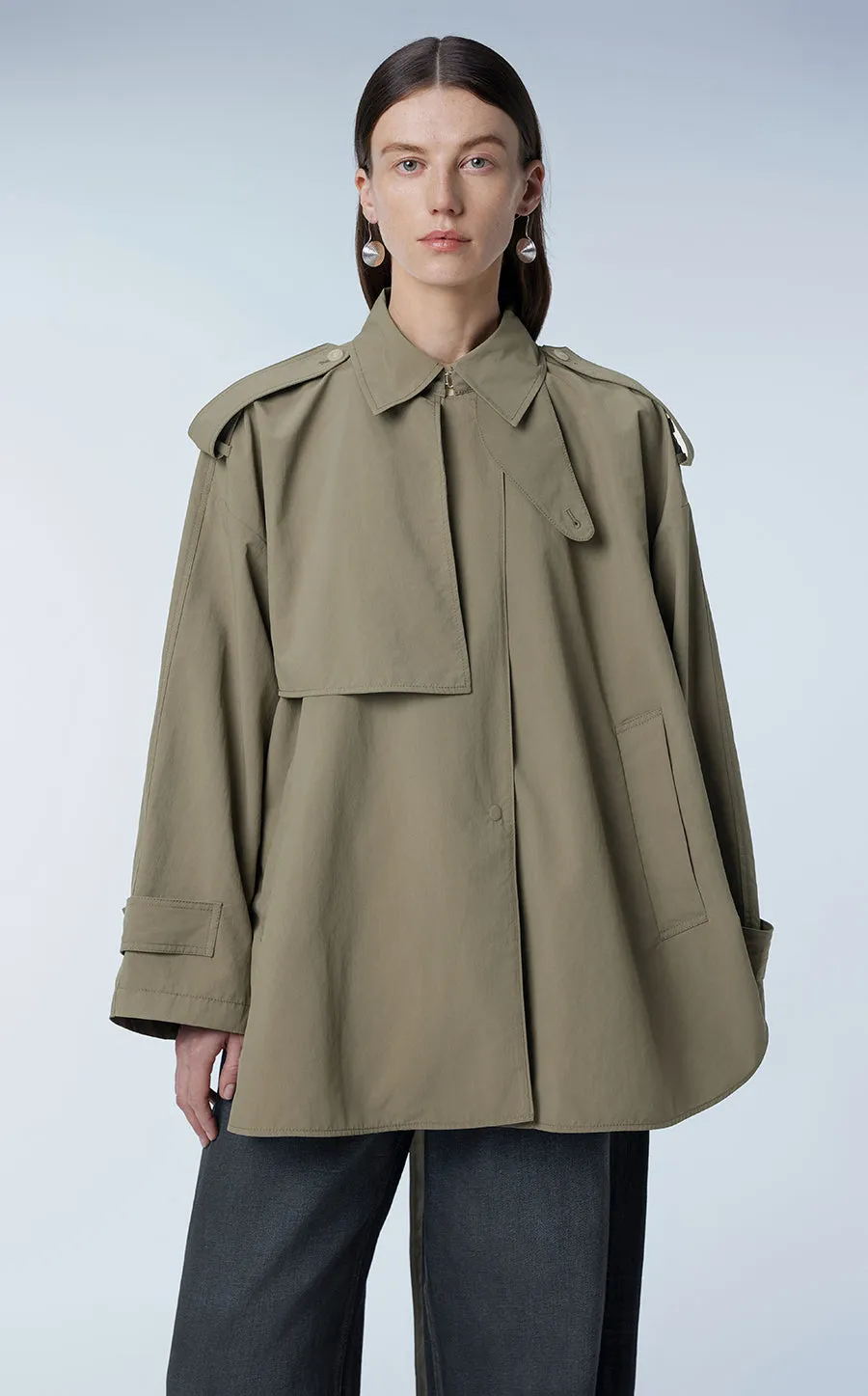 Coat / JNBY Oversized Belted Short Trench Coat