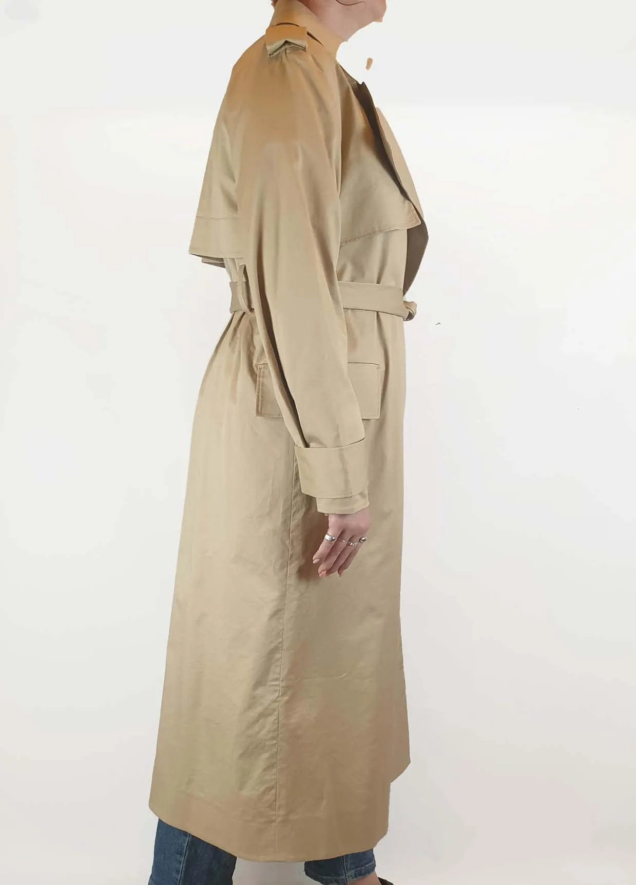 Cos beige classic long cotton trench coat size 40, fits size 12-14