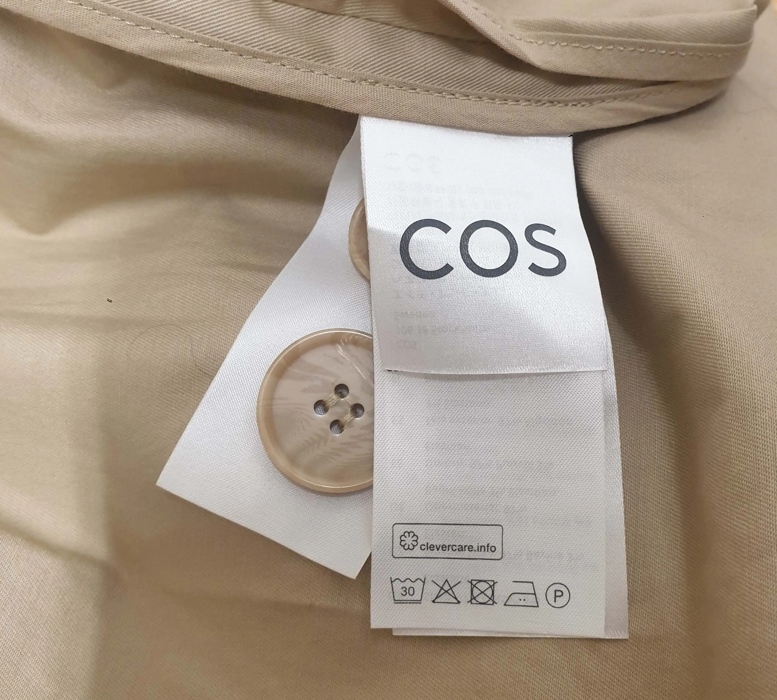 Cos beige classic long cotton trench coat size 40, fits size 12-14