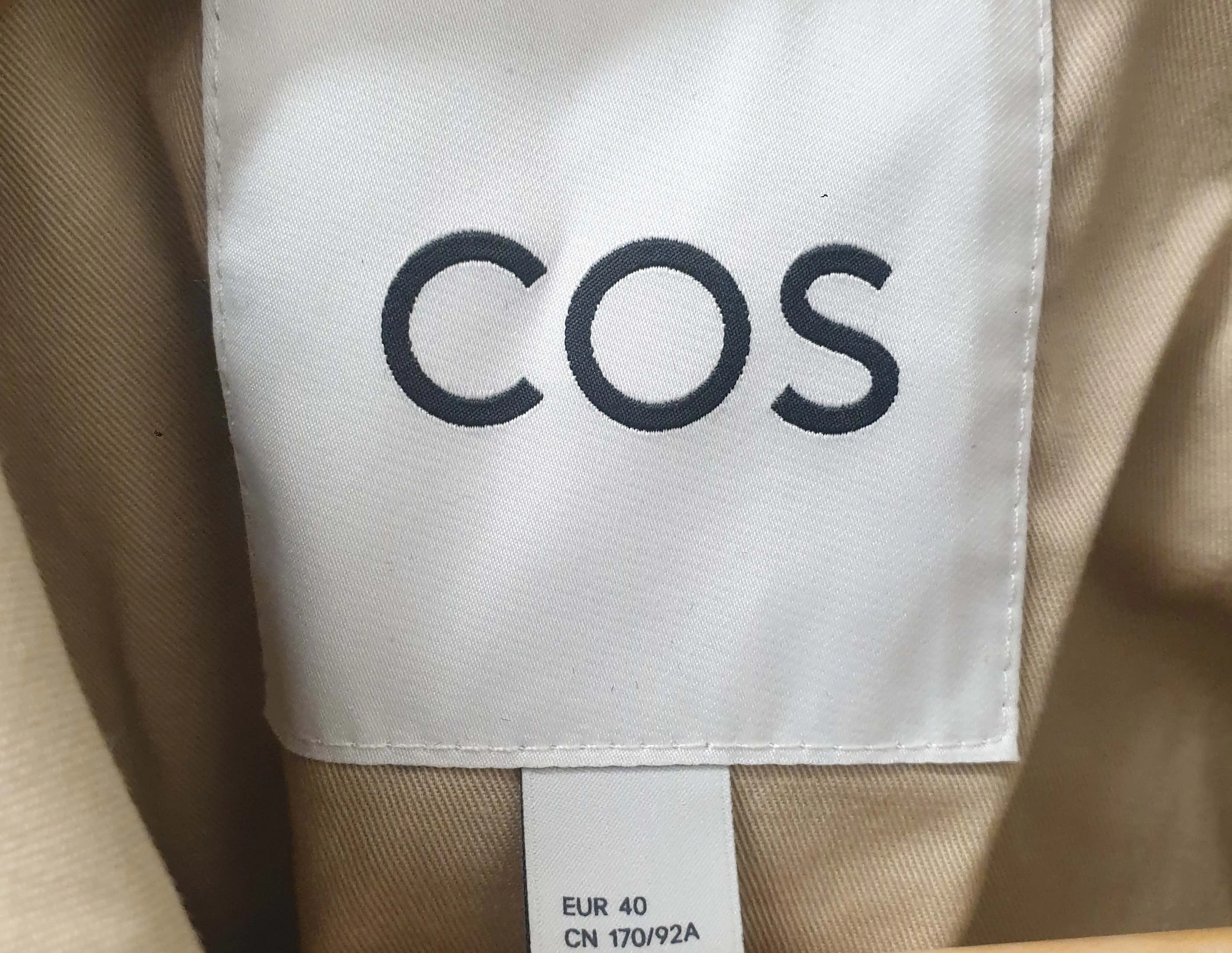 Cos beige classic long cotton trench coat size 40, fits size 12-14