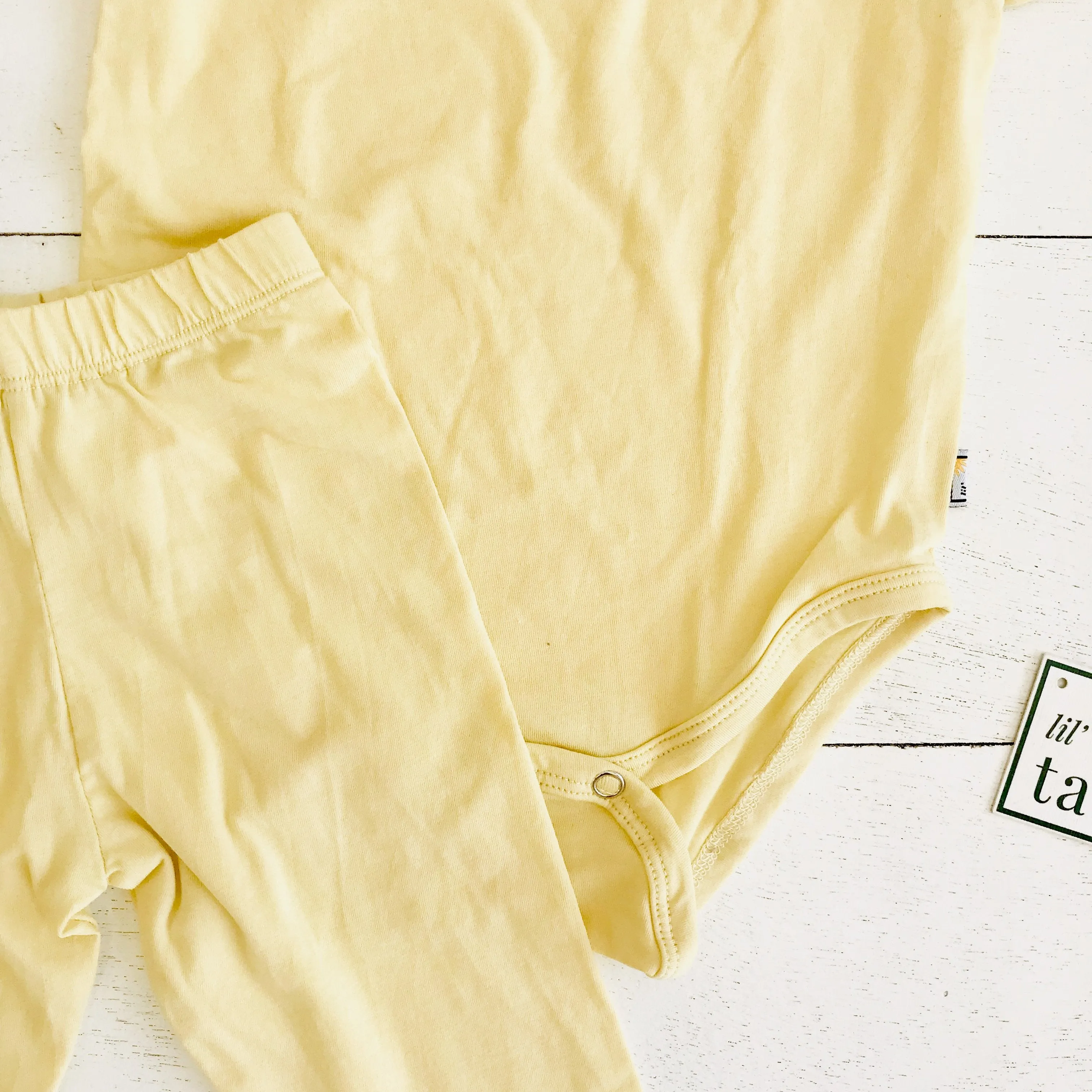 Cotton Stretch Onesie & Leggings Set - Yellow