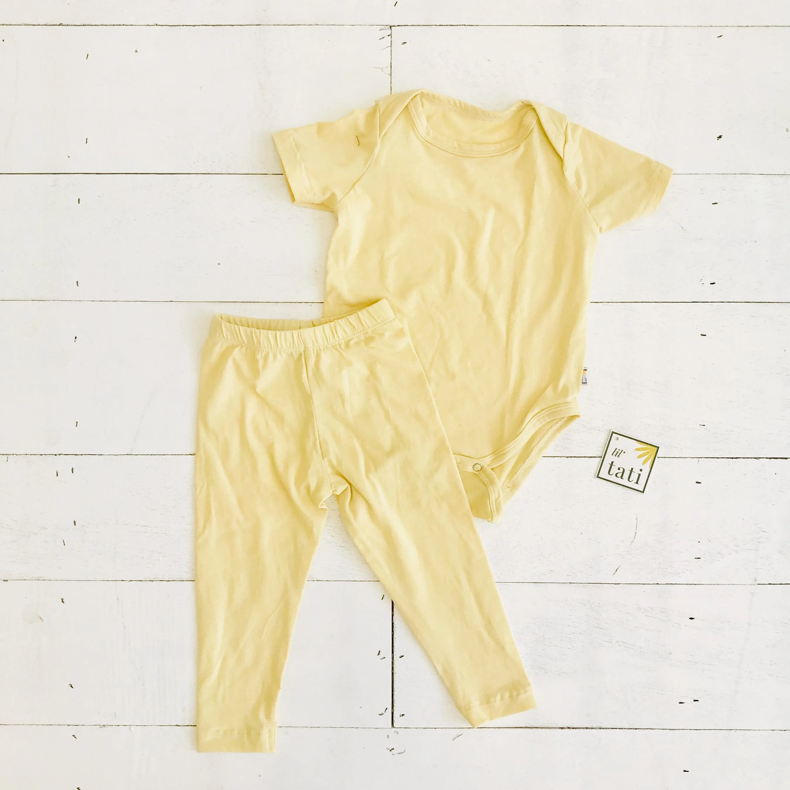 Cotton Stretch Onesie & Leggings Set - Yellow