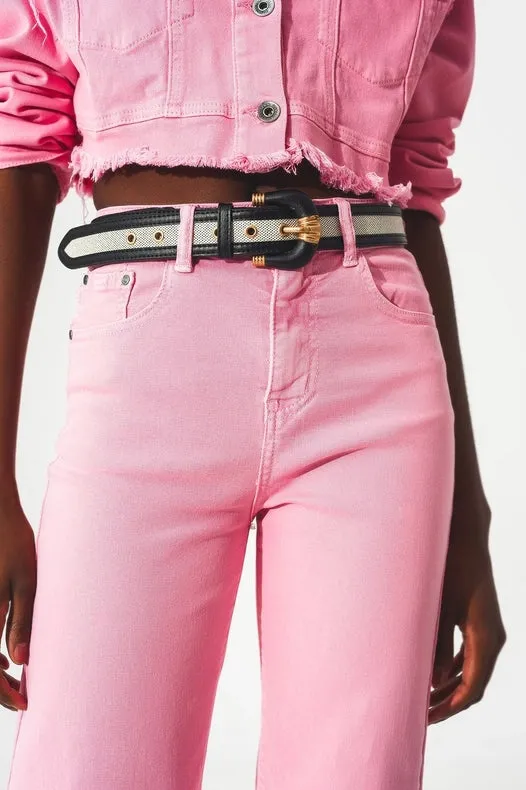 Cropped Wide Leg Jeans In Pink