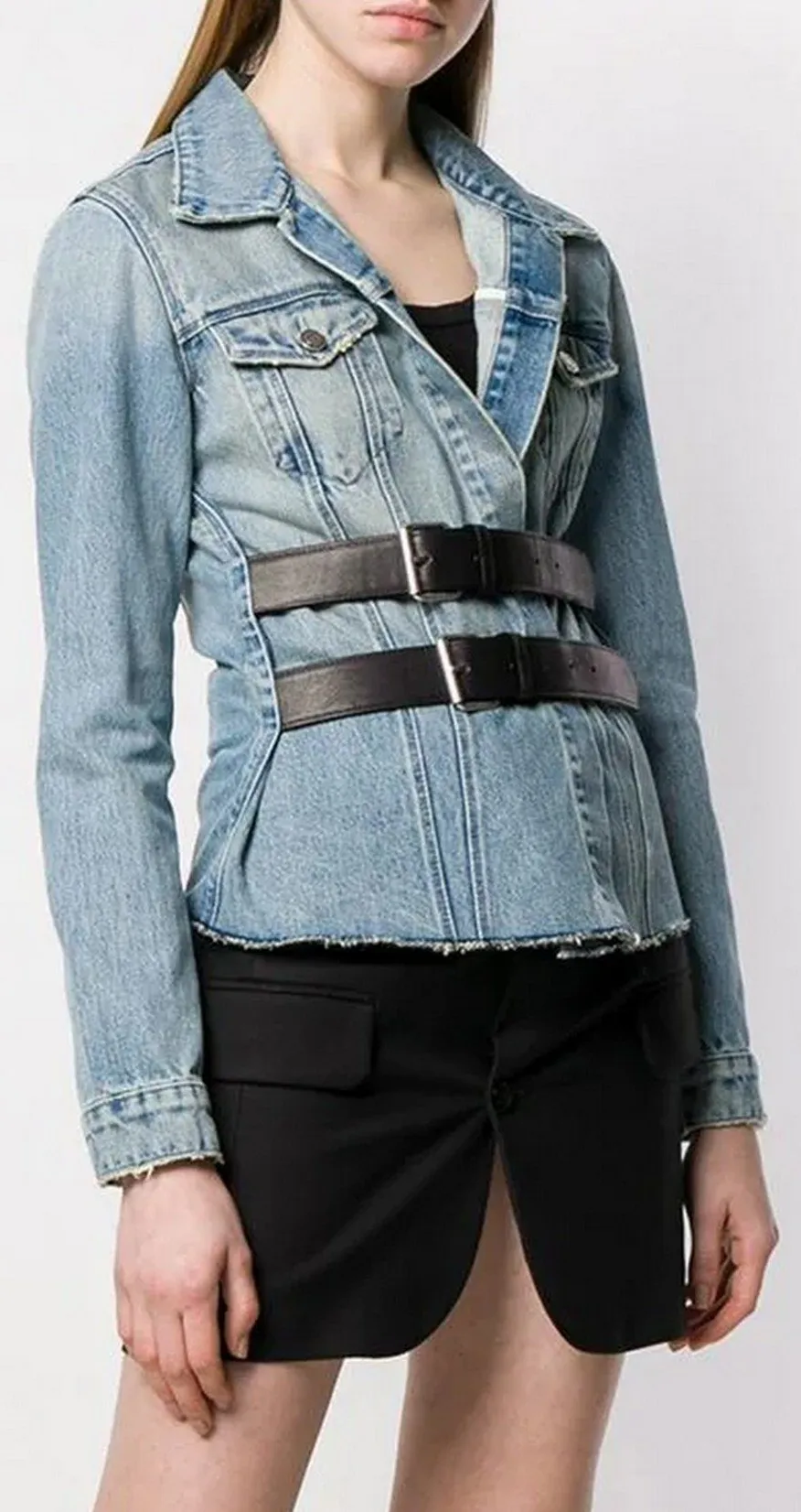 Double Buckle Denim Jacket