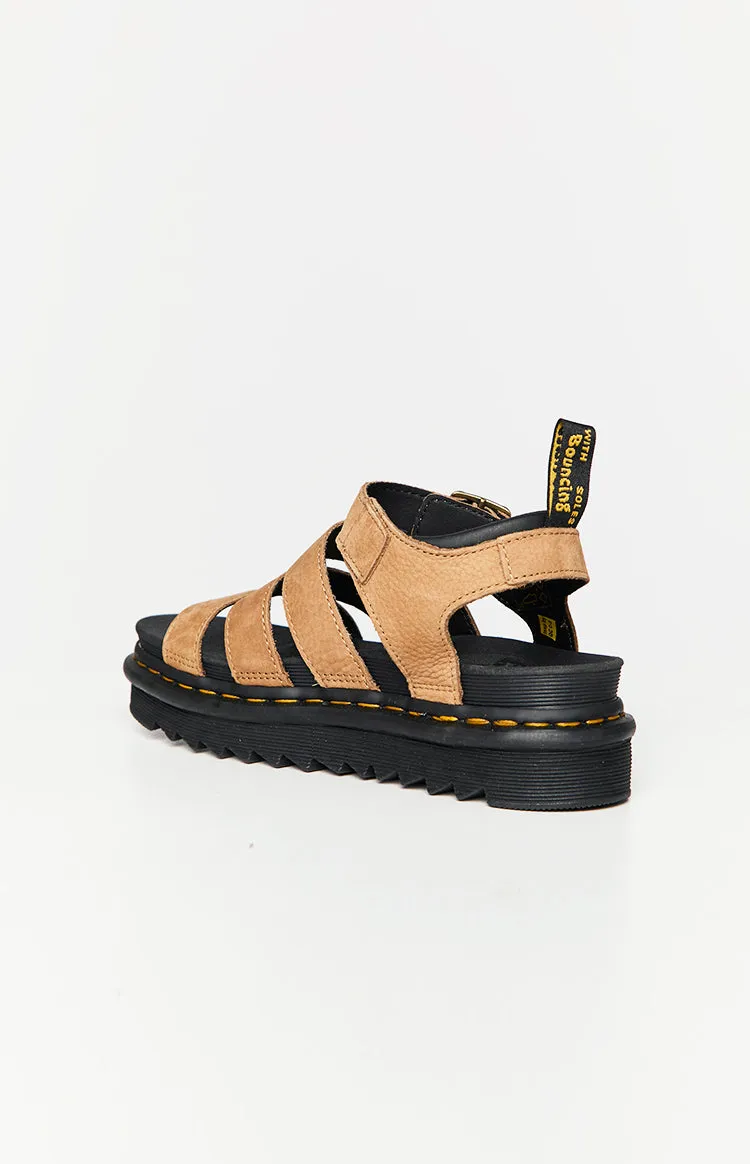 Dr. Martens Blaire 3 Strap Sandal Tan Tumbled Nubuck