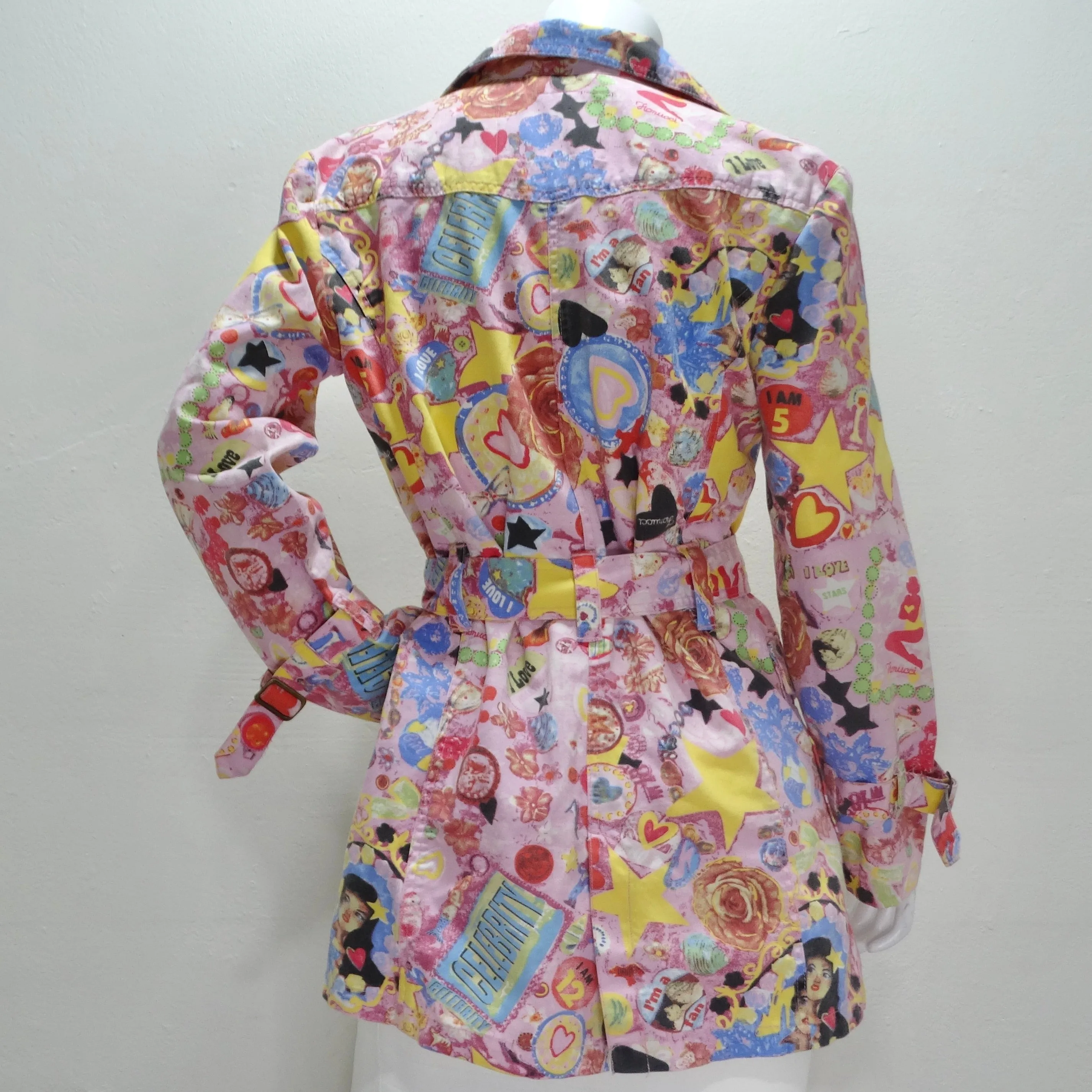 Fiorucci Y2K Multicolor Graphic Printed Trench Coat