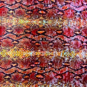 Fire Red Snake Skin Printed Stretch Velvet Fabric