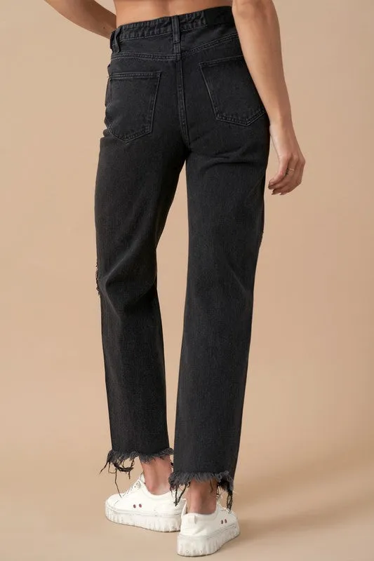 Flipped Waist Straight Leg Jeans