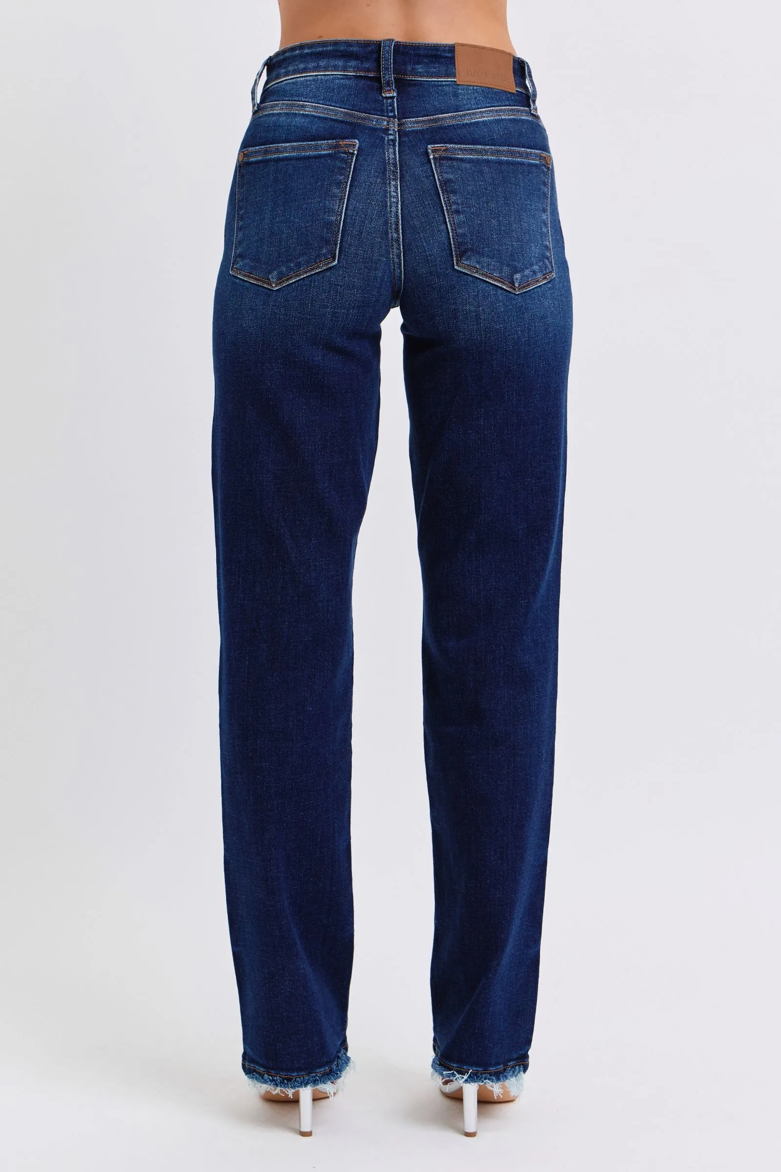 Full Size Raw Hem Straight Leg Jeans