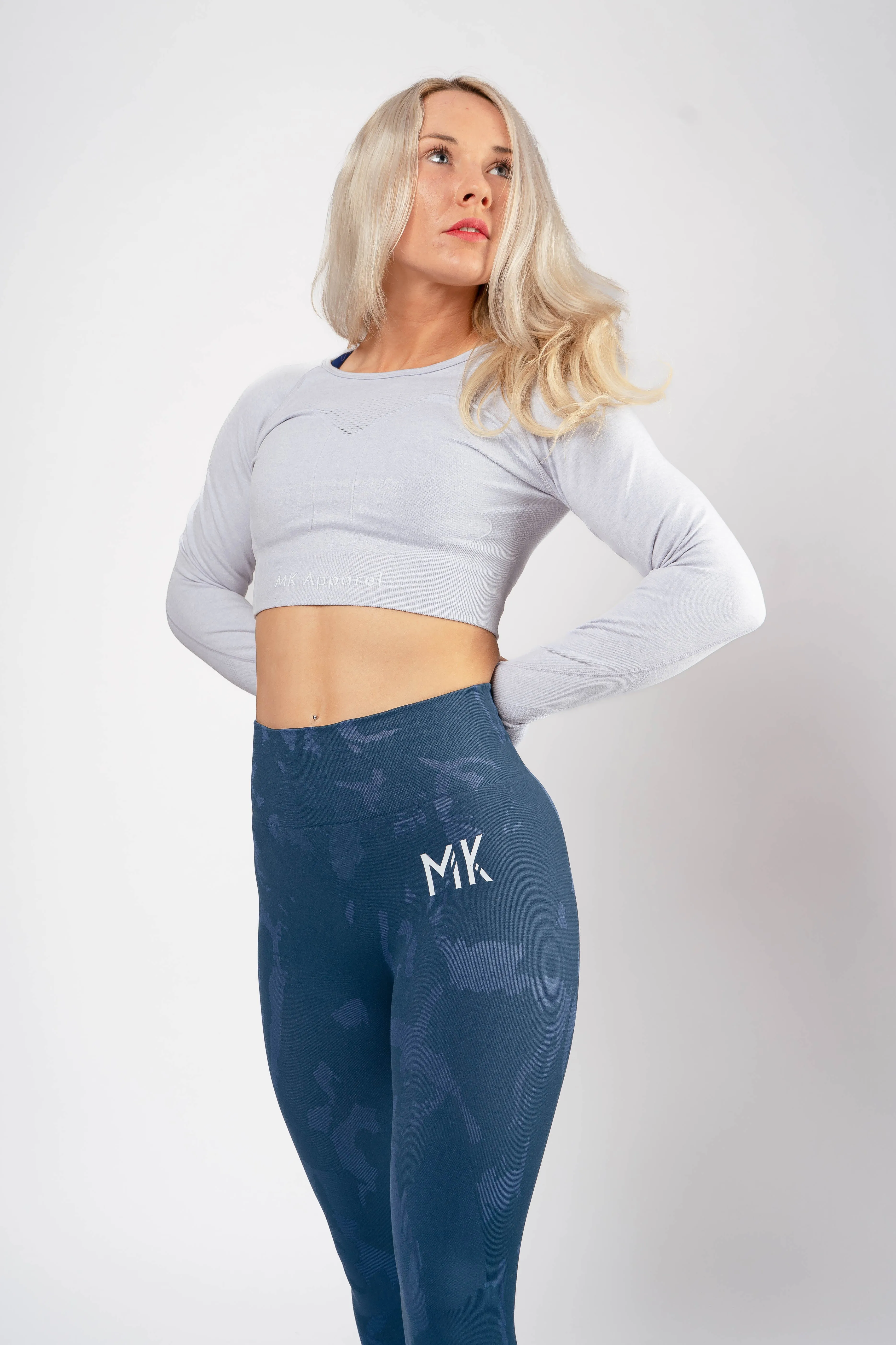 Fushion Seamless Camo Leggings - Dark Blue