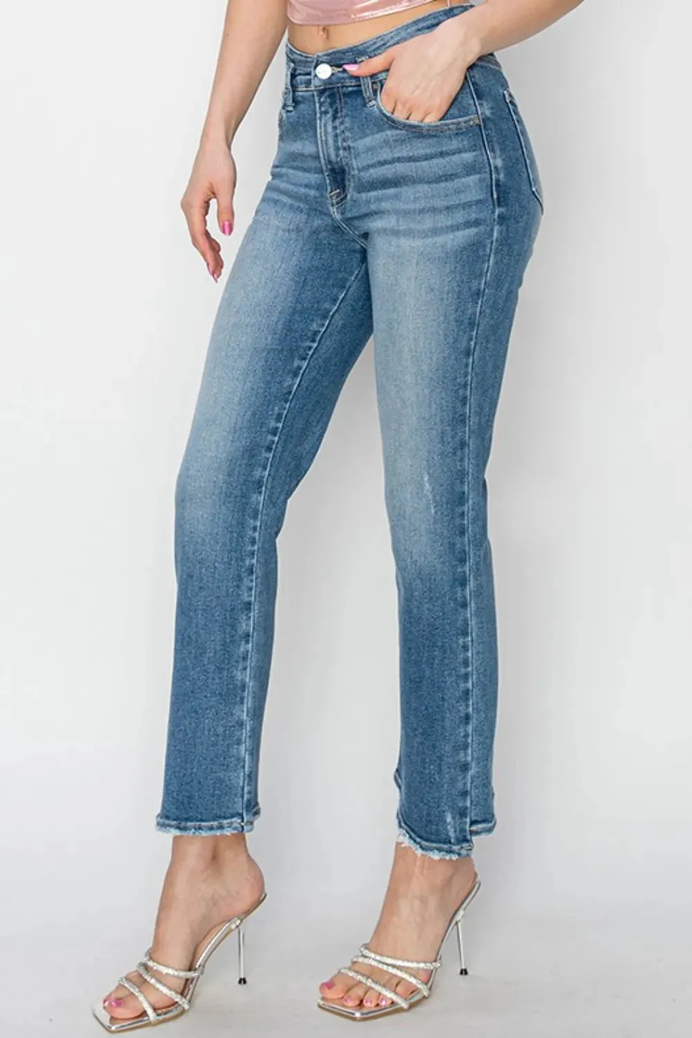 High Rise Slim Straight Jeans