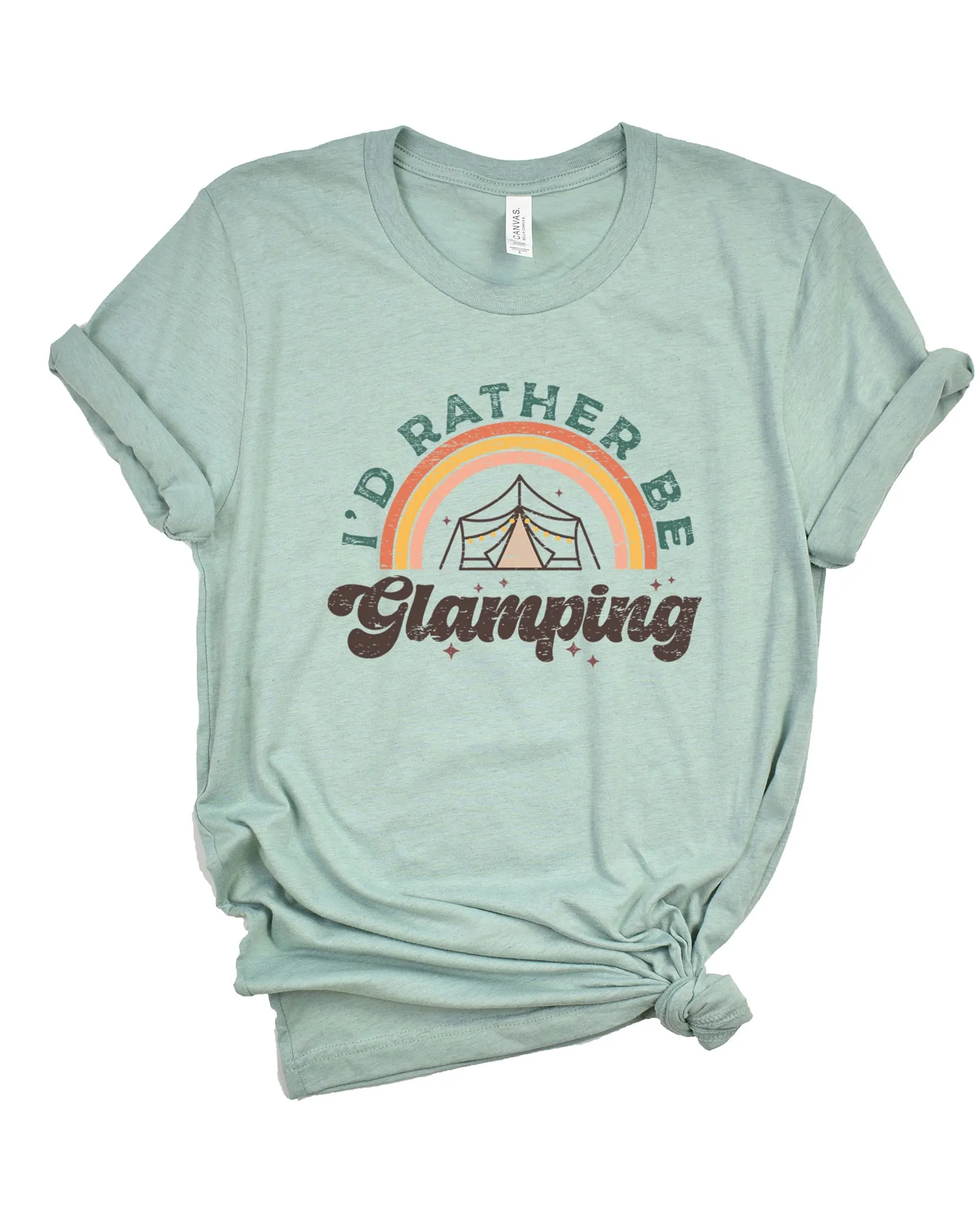 I'd Rather Be Glamping Short Sleeve Graphic Tee | Seafoam