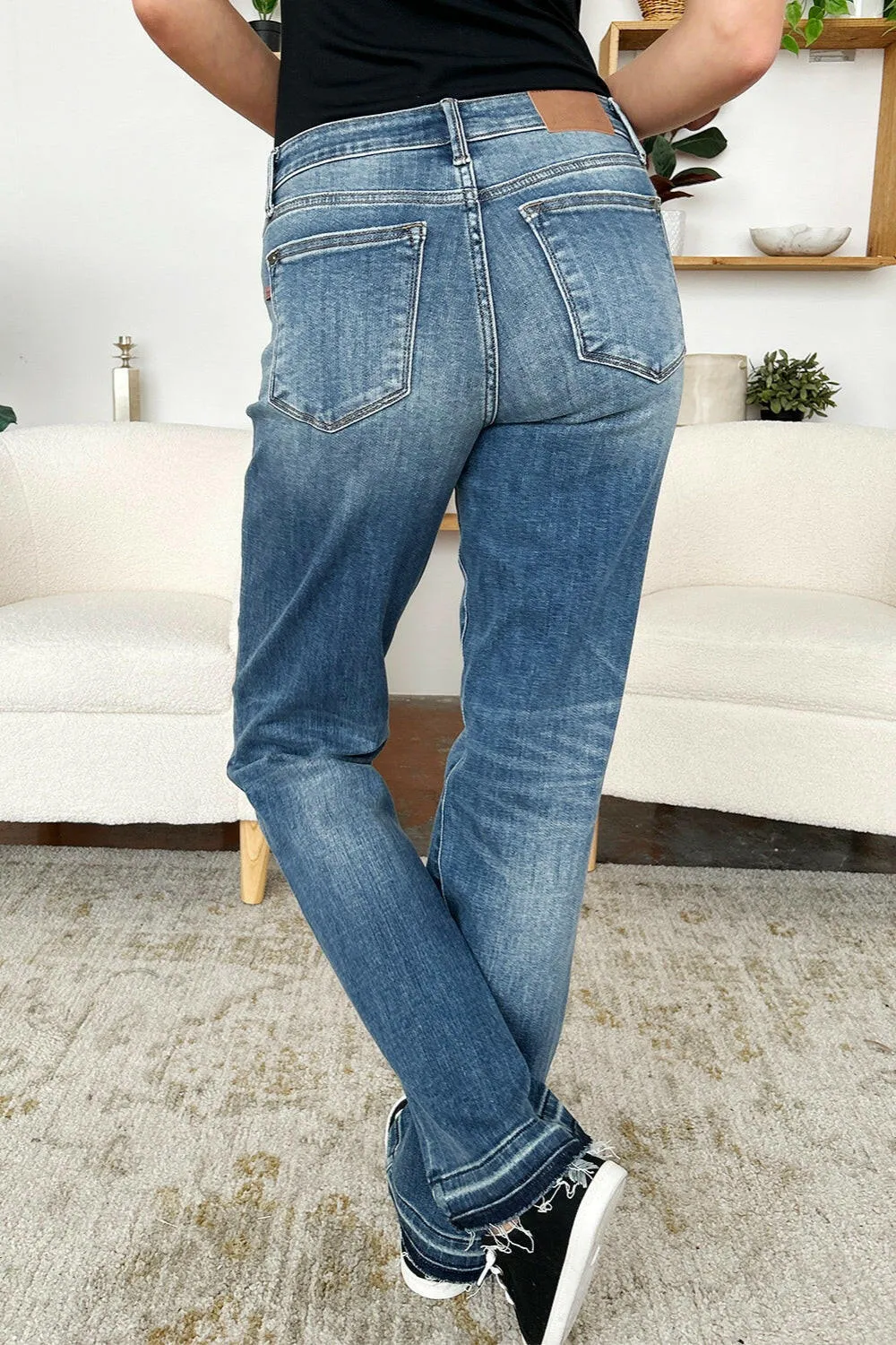 Judy Blue Full Size Mid Rise Release Hem Dad Jeans