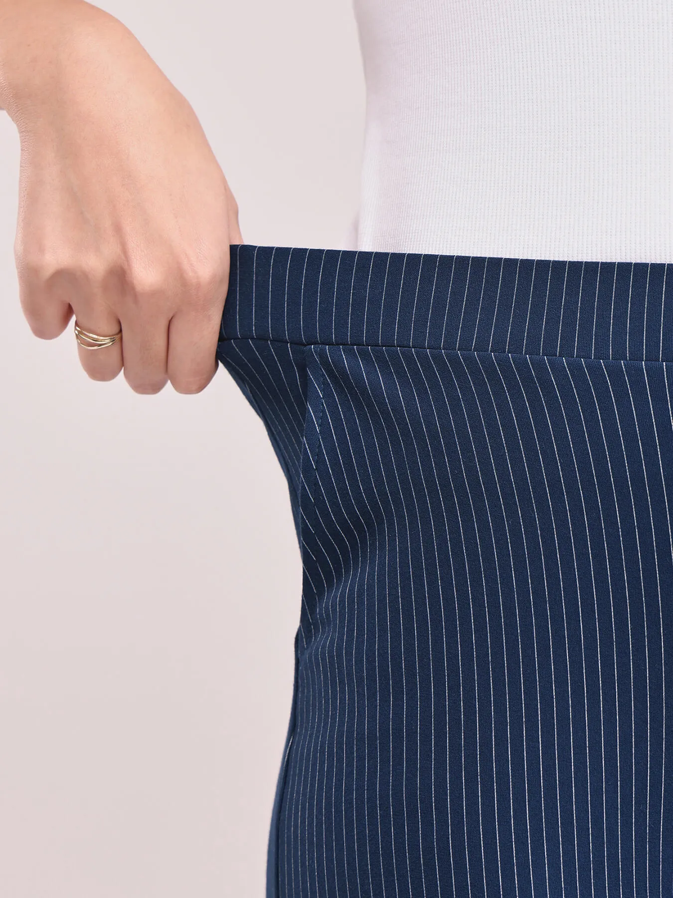 LivIn Striped Wide Leg Pants - Navy