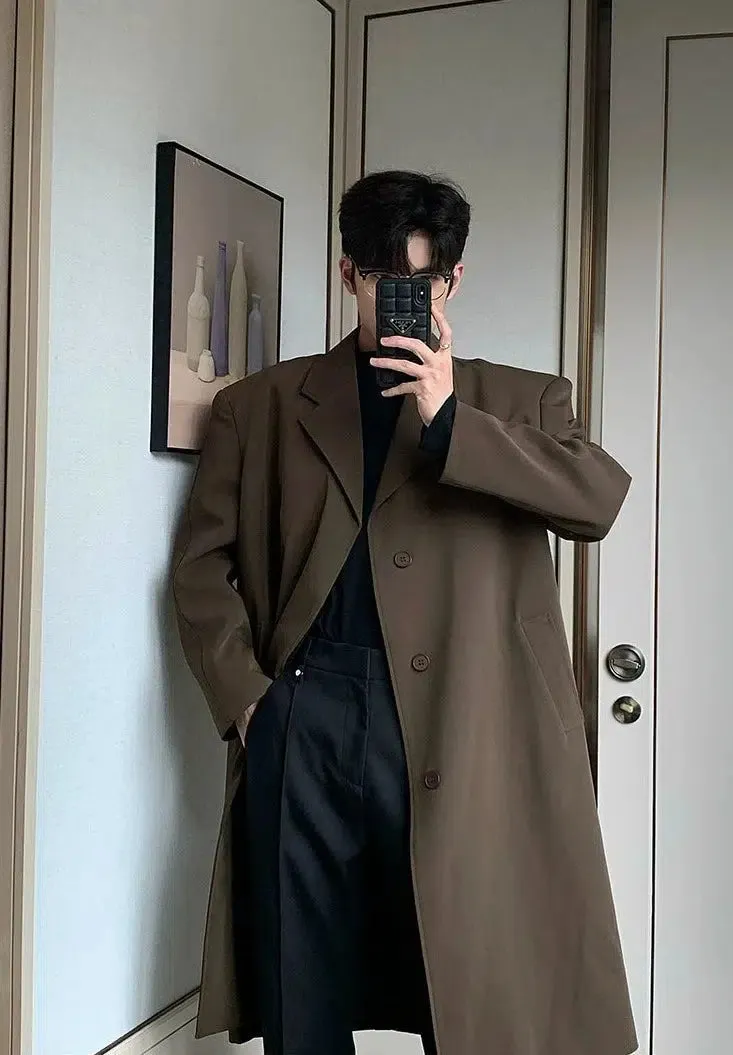 Long Single-breasted Trench Coat