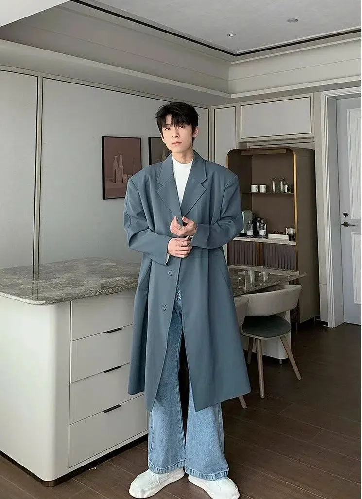 Long Single-breasted Trench Coat