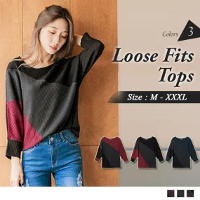 LONG SLEEVE ROUND NECK LOOSE FITS TOPS