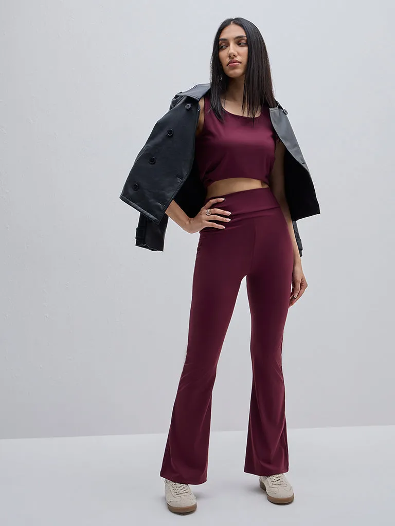 LOV Burgundy Bootcut High-Rise Pants