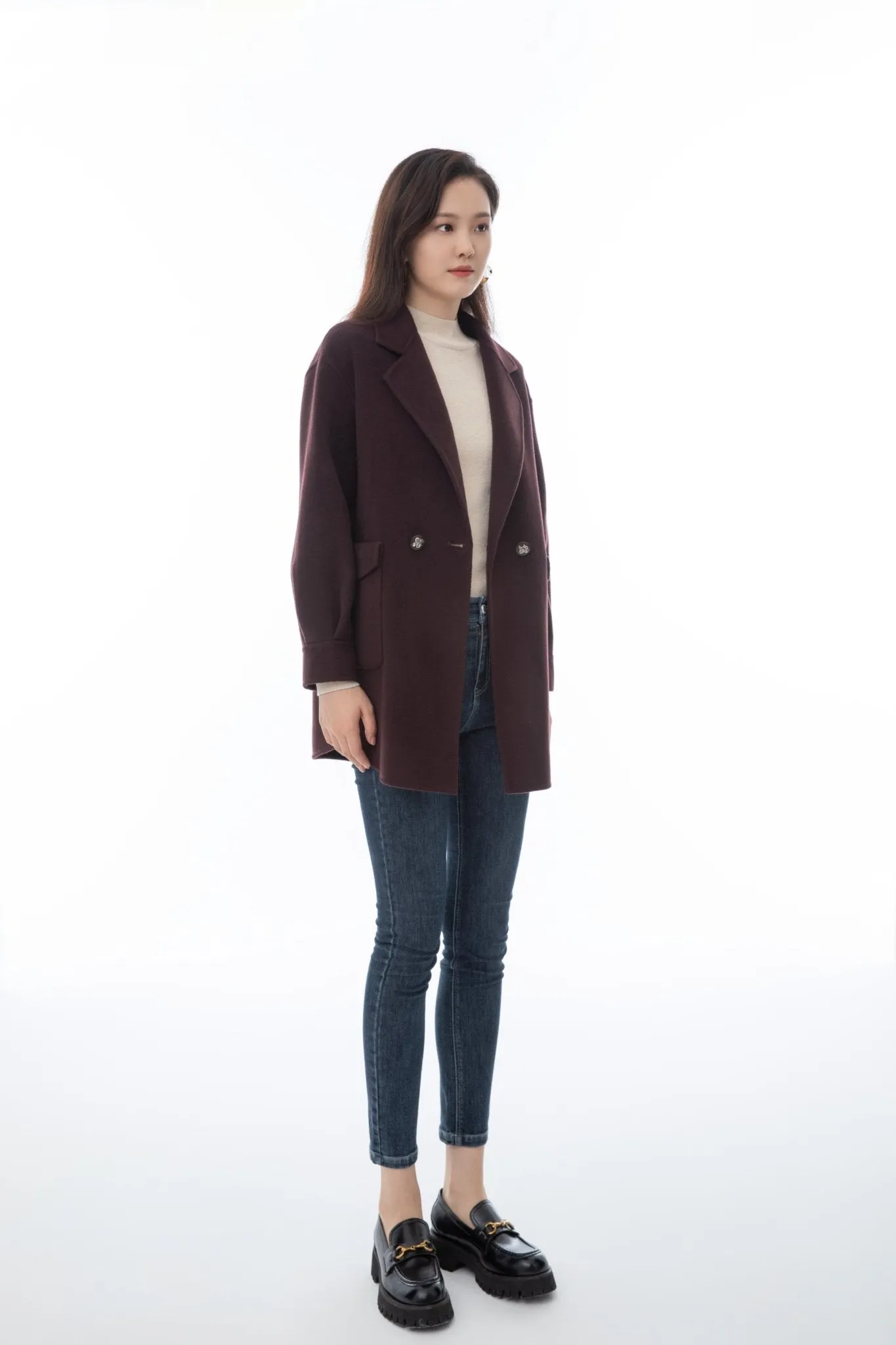 Maroon Wool Overcoats