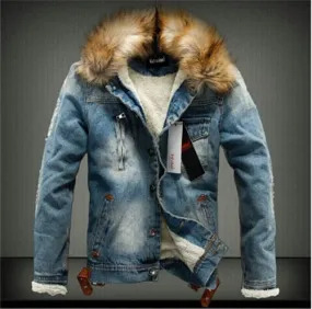 Men's Denim Thick Warm Jacket