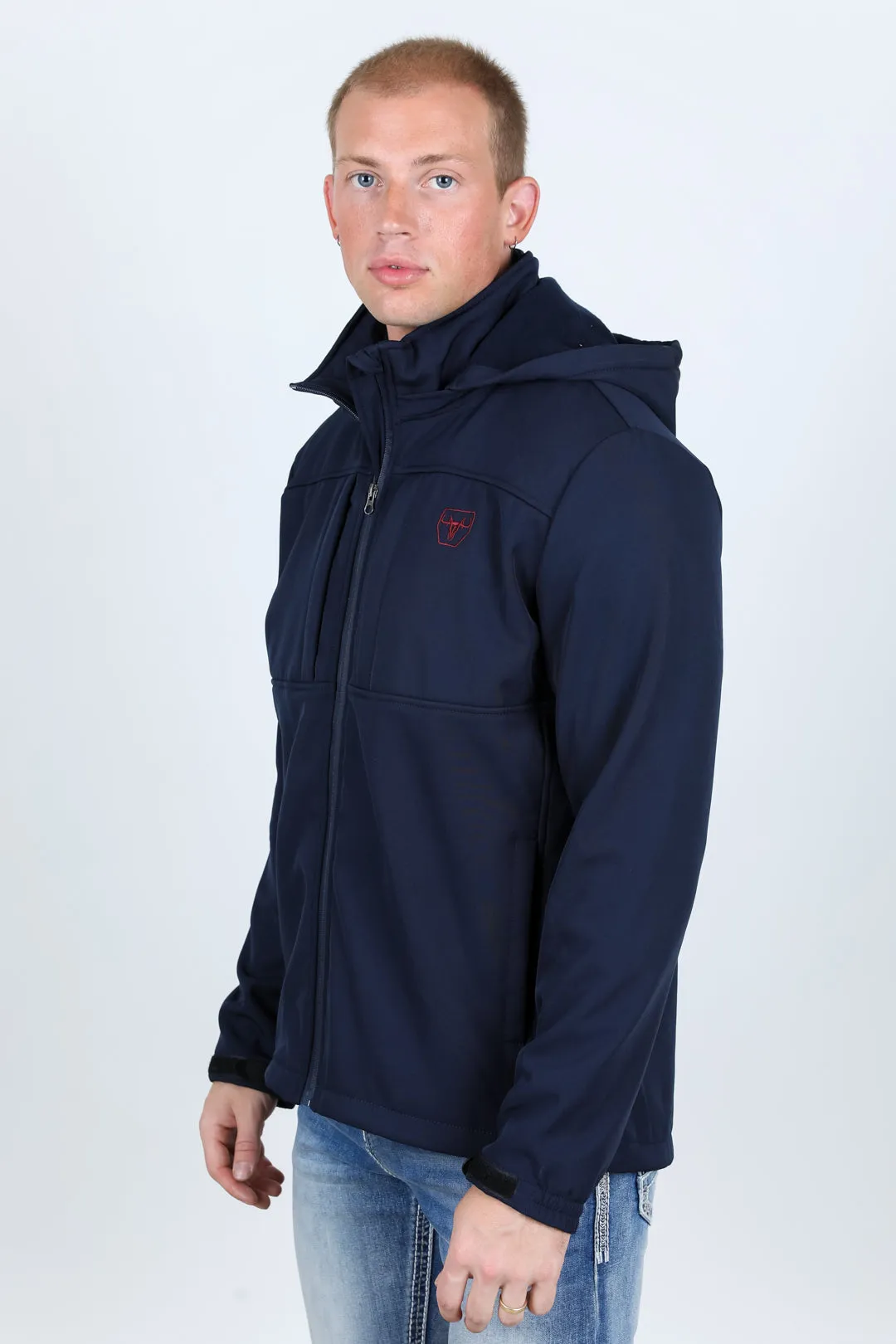 Mens Hooded Softshell Water-Resistant Jacket - Navy