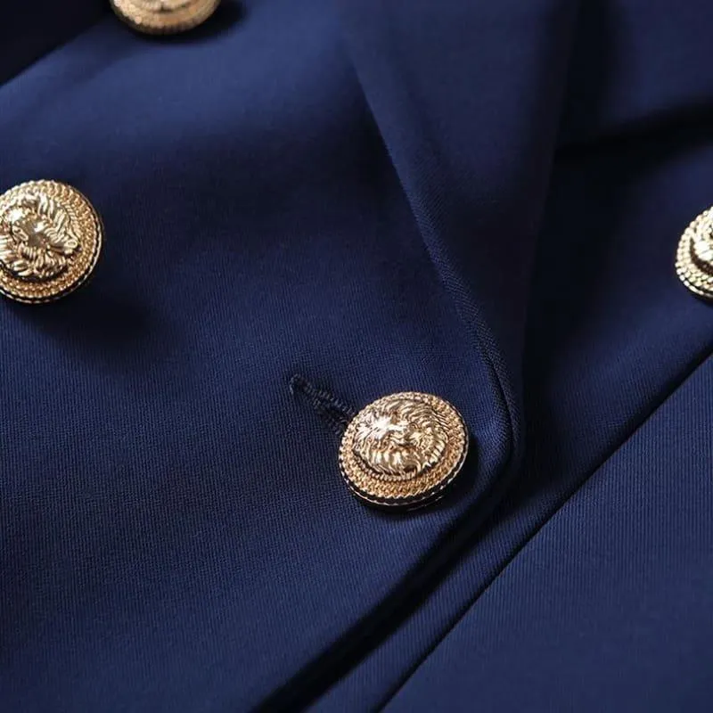 Navy Blue Gold Buttons Double Breasted Blazers