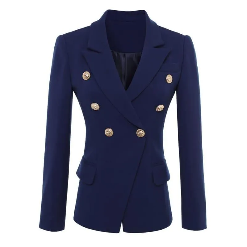 Navy Blue Gold Buttons Double Breasted Blazers