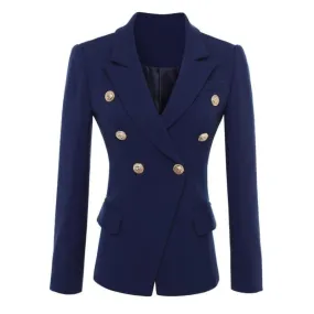 Navy Blue Gold Buttons Double Breasted Blazers