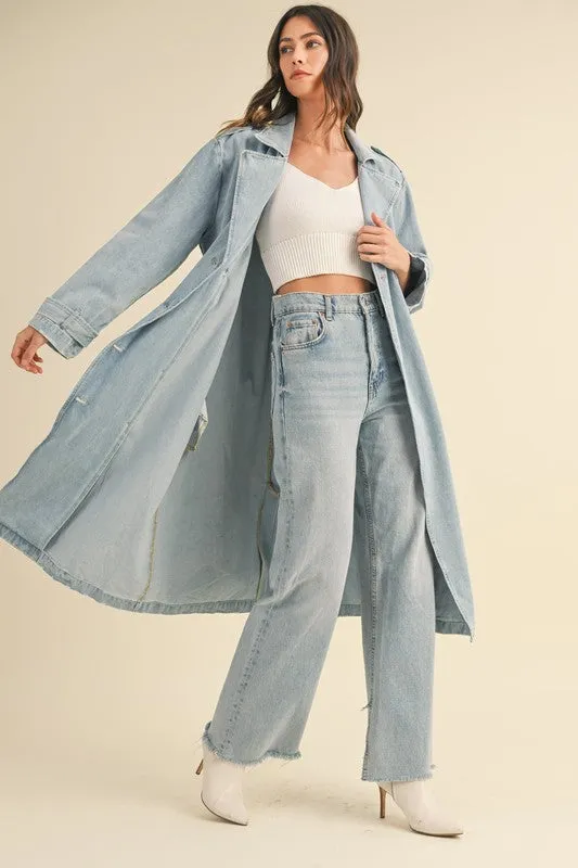 No Sleep In The CIty Blue Denim Trench Coat