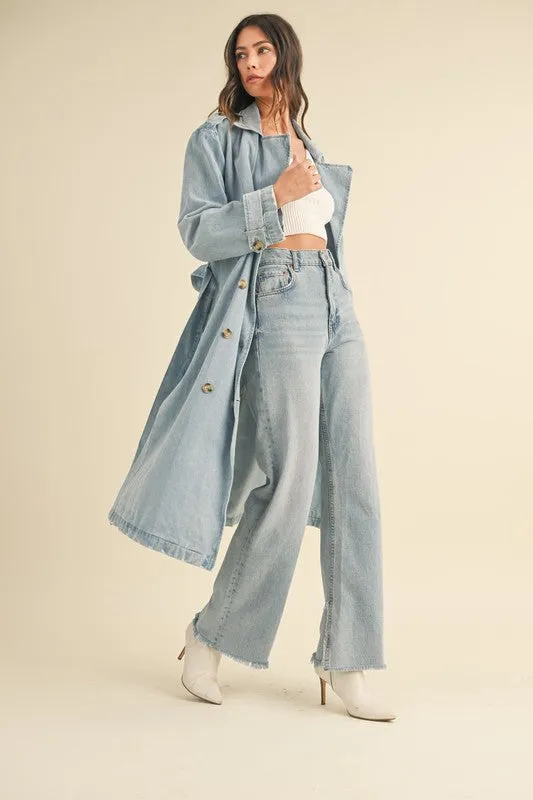 No Sleep In The CIty Blue Denim Trench Coat