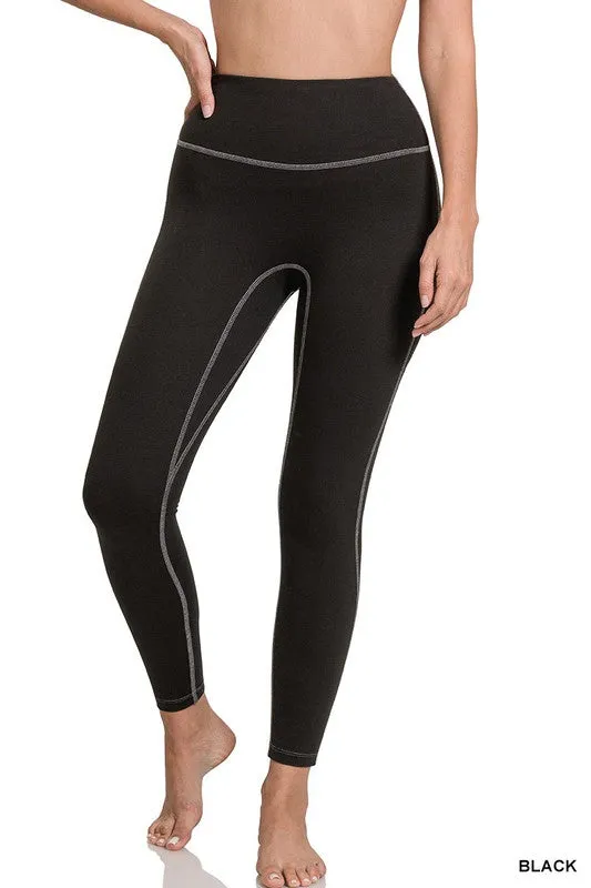 *OUTLINED BRUSHED LEGGINGS BLACK