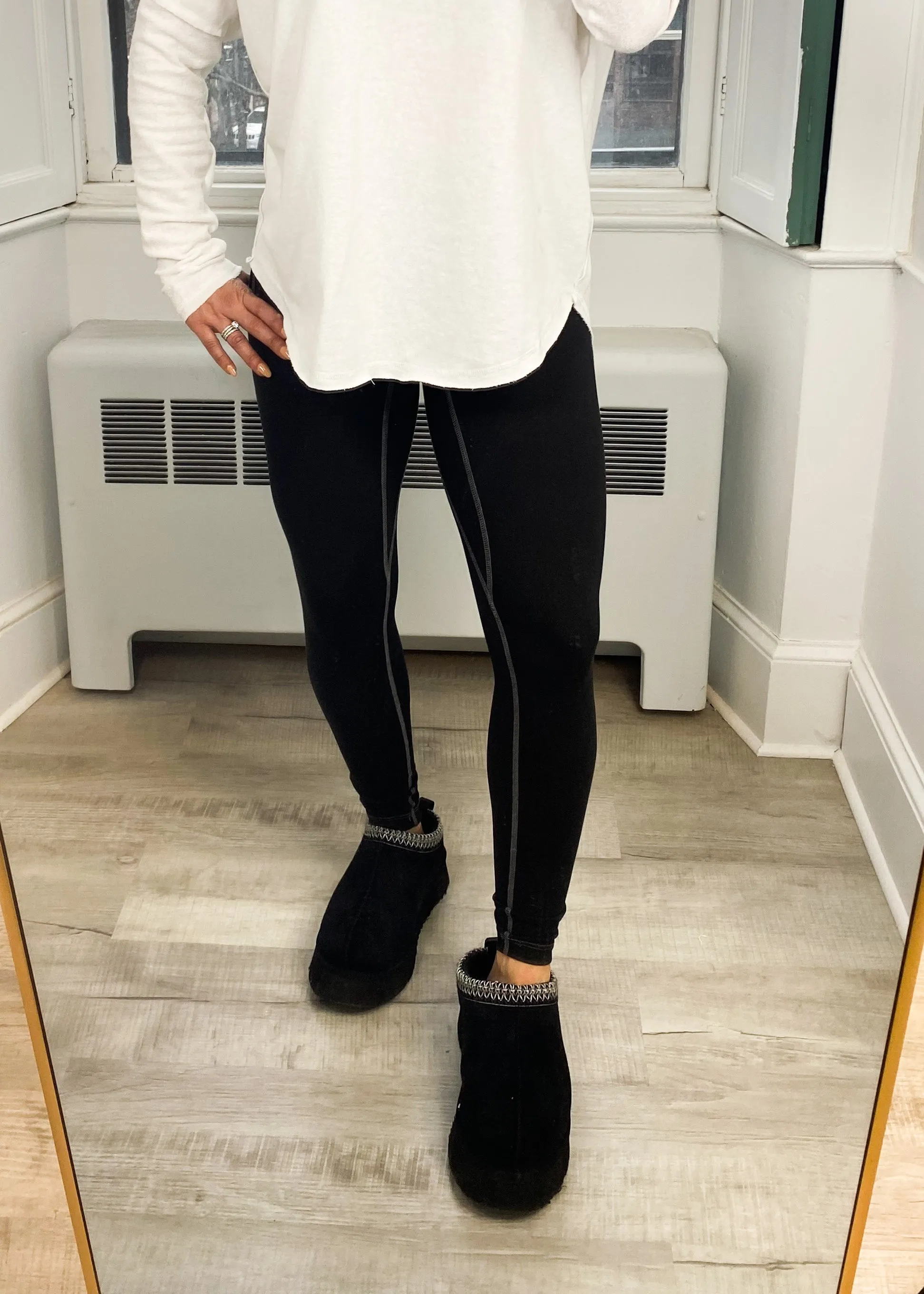 *OUTLINED BRUSHED LEGGINGS BLACK