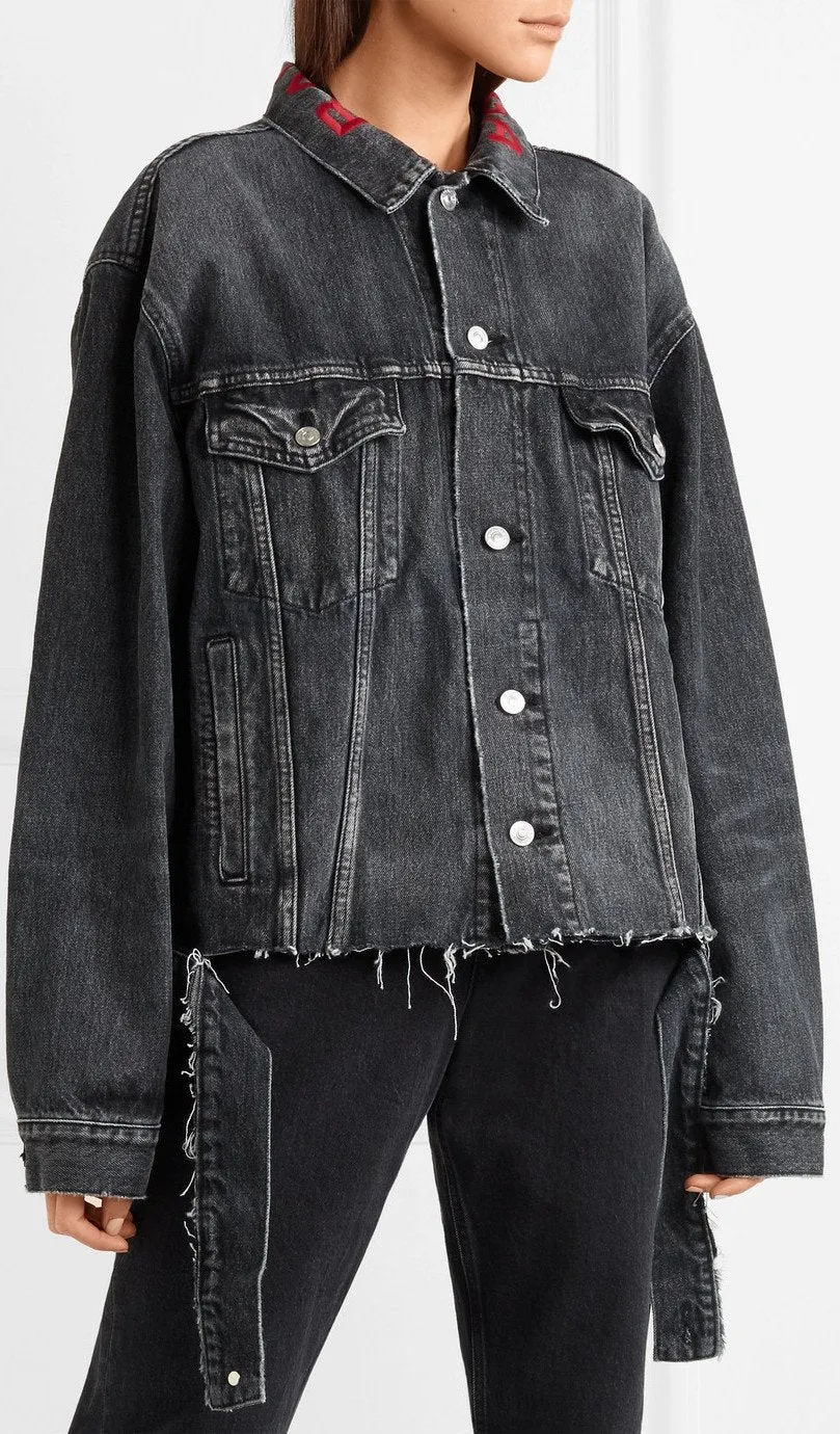 Oversized Embroidered Denim Jacket