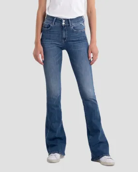 Replay Womens New Luz Flare Jeans - Medium Blue