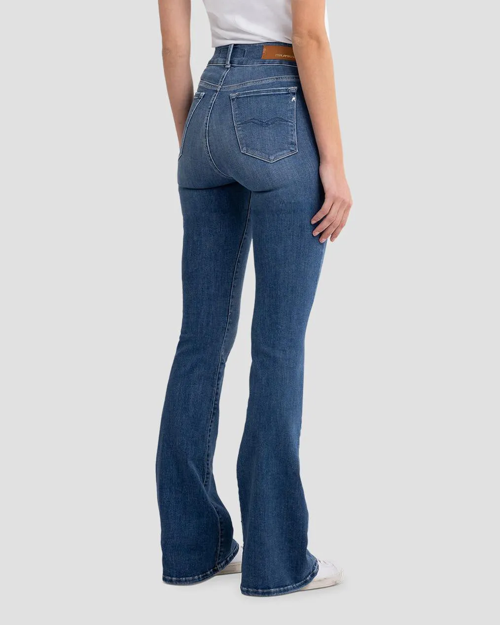 Replay Womens New Luz Flare Jeans - Medium Blue