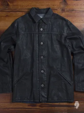 Resin Coated Car Coat in Black