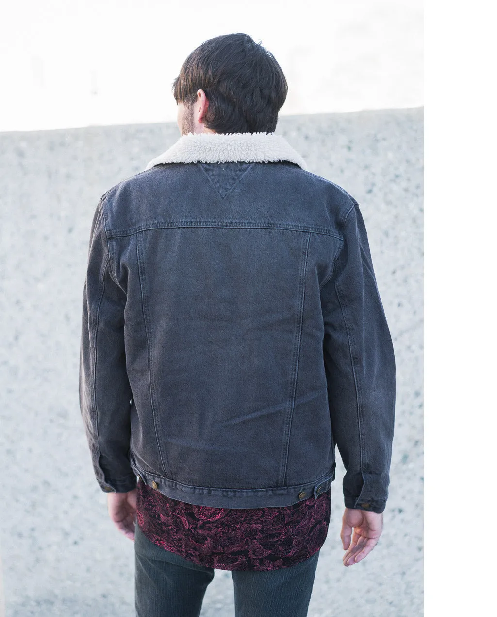 ROLLAS DENIM SHERPA JACKET STONED BLACK